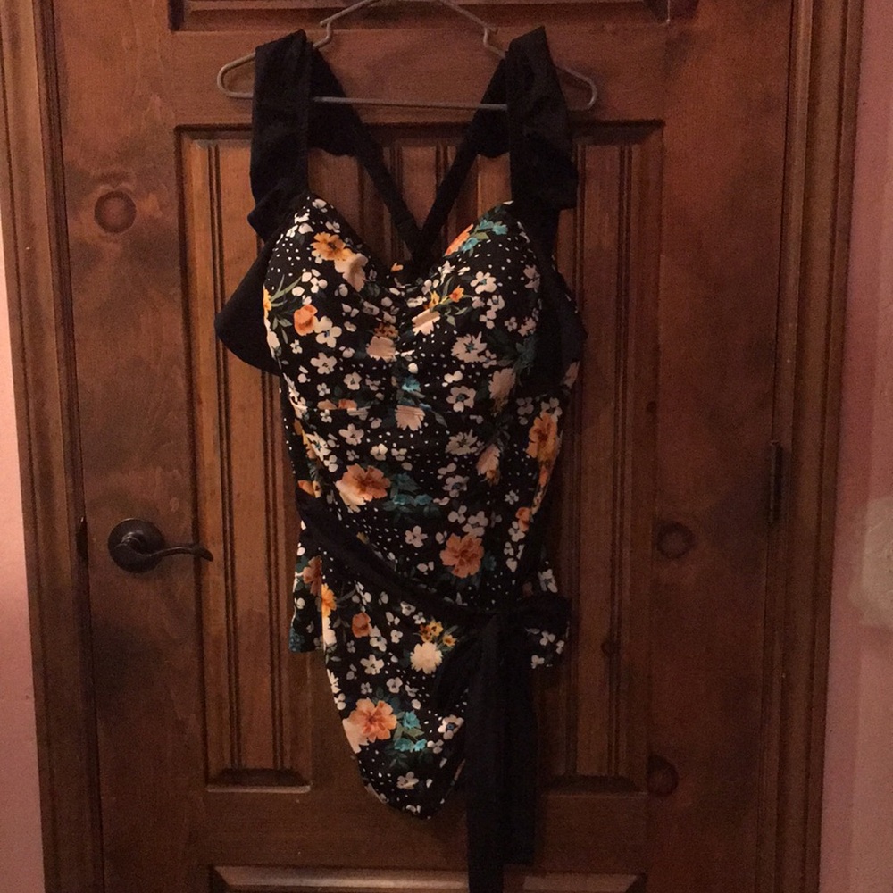 torrid Black Floral One-Piece Swimsuit